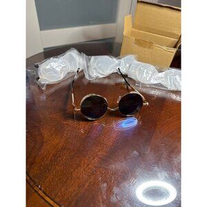 Gold Frame Oval Steampunk Sunglasses Spring Arms/Black Temple Men/Women    46-70